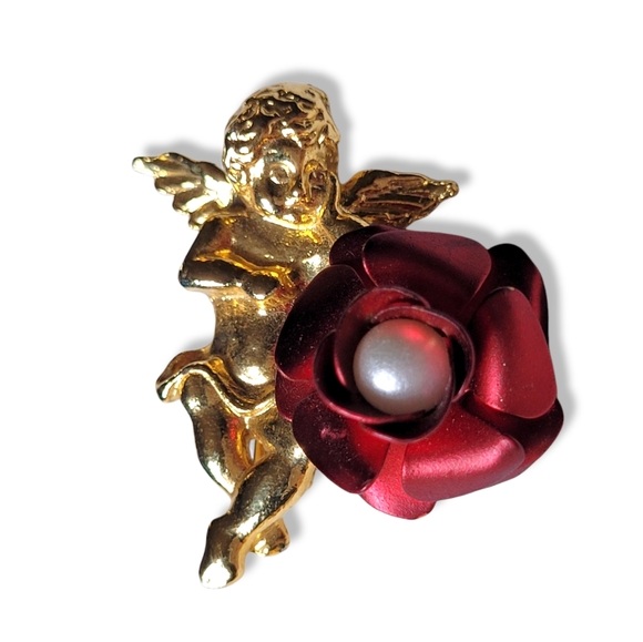 Jewelry - Cherub Rose Brooch